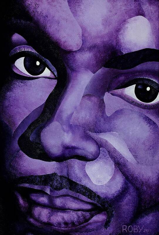 Prince Close Up Portrait Poster featuring the painting Purple Reign by William Roby
