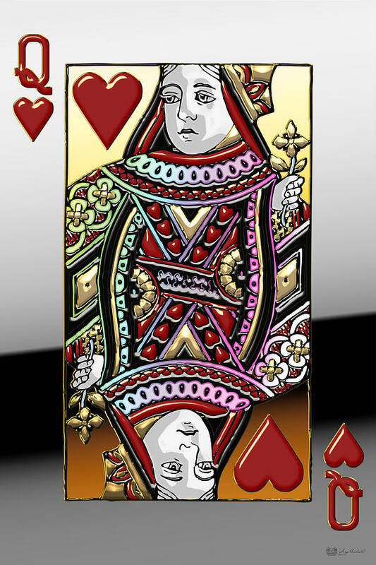 'gamble' Collection By Serge Averbukh Poster featuring the digital art Queen of Hearts  by Serge Averbukh