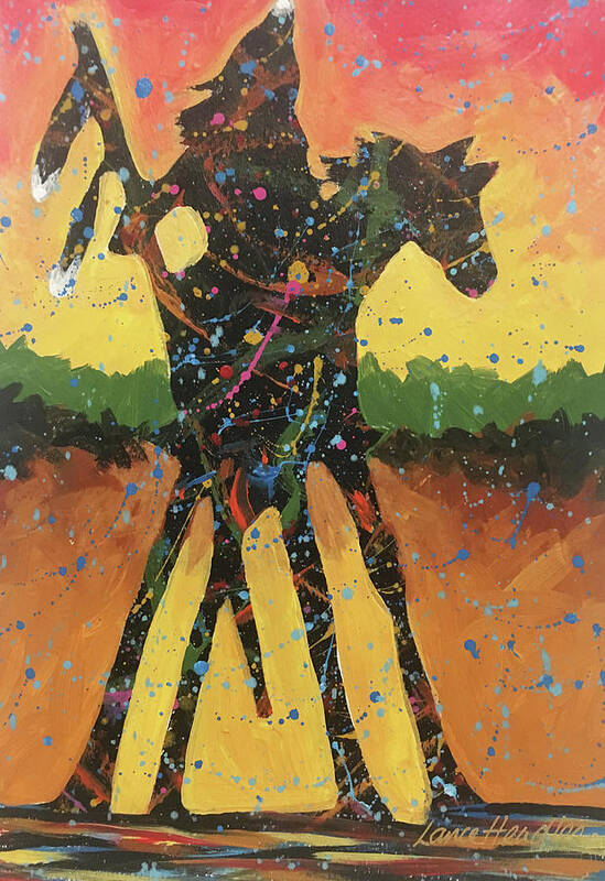 Colorful Indian Art Poster featuring the painting Rain Forest Rider by Lance Headlee