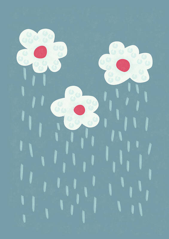 Raining Poster featuring the digital art Raining Flowery Clouds by Boriana Giormova