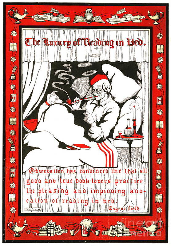 Reading In Bed 1905 Poster featuring the photograph Reading in Bed 1905 by Padre Art