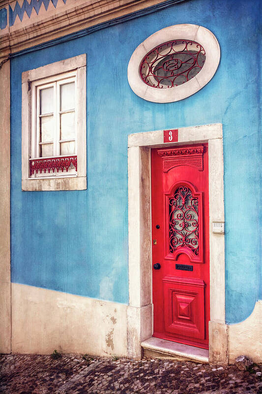 Lisbon Poster featuring the photograph Red Door in Lisbon by Carol Japp