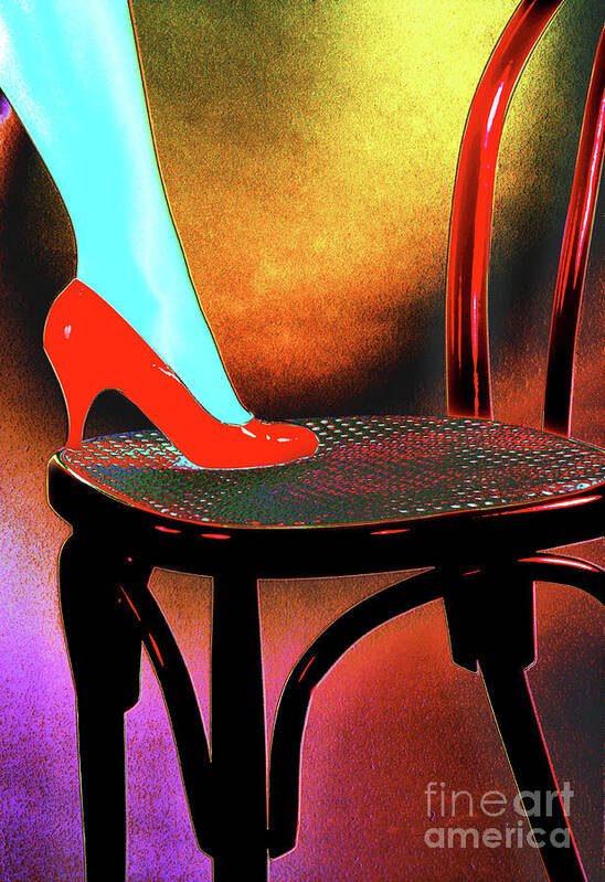 Black Poster featuring the photograph Red shoe by Adriano Pecchio