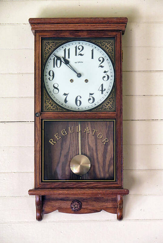 Clock Poster featuring the photograph Regulator Antique Clock by Dave Mills