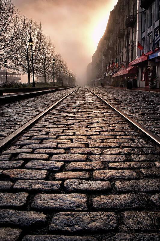 Savannah Poster featuring the photograph River Street Railway by Renee Sullivan