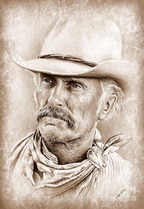 Robert Duvall Poster featuring the drawing Robert Duvall The Western Collection by Andrew Read