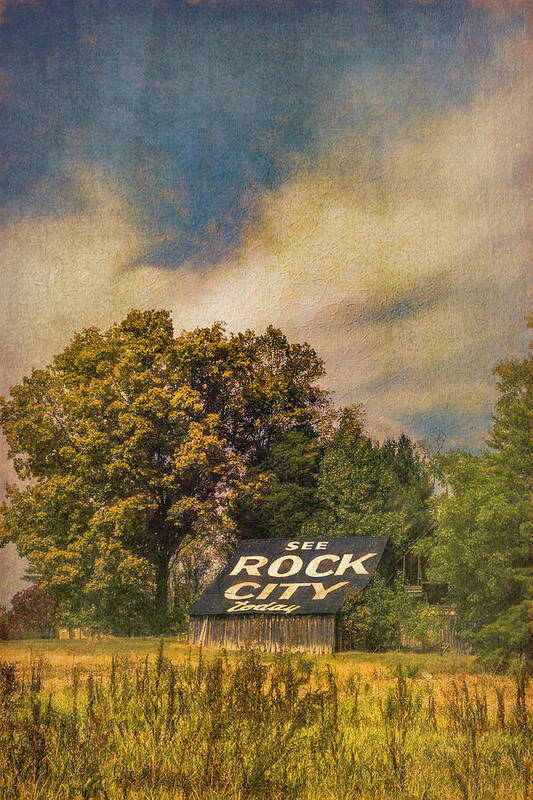 American Poster featuring the photograph Rock City Barn II Watercolors Textured Painting by Debra and Dave Vanderlaan