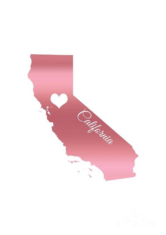 Rose Gold Poster featuring the digital art Rose Gold California Heart by Leah McPhail