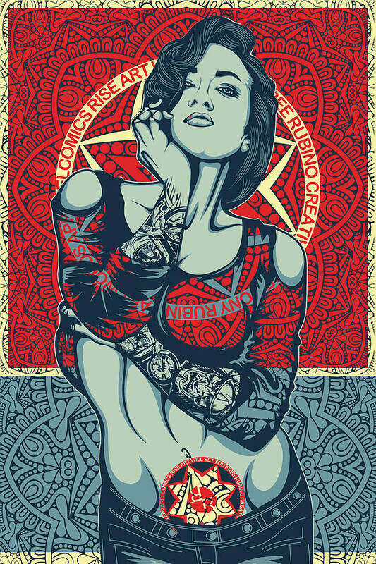 Smile Poster featuring the mixed media Rubino Mandala Woman Cool by Tony Rubino