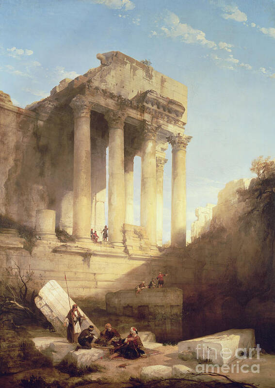Baalbec - Ruins Of The Temple Of Bacchus Poster featuring the painting Ruins of the Temple of Bacchus by David Roberts
