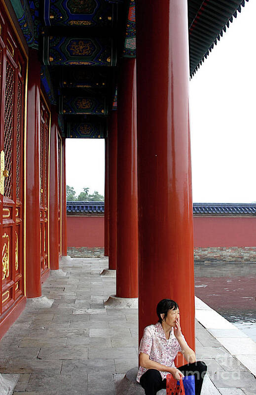 Temple Of Heaven Poster featuring the photograph Sad Lady at the Temple by Xine Segalas
