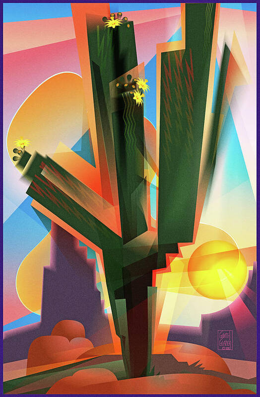 Sonoran Desert Poster featuring the digital art Saguaro Sunrise by Garth Glazier