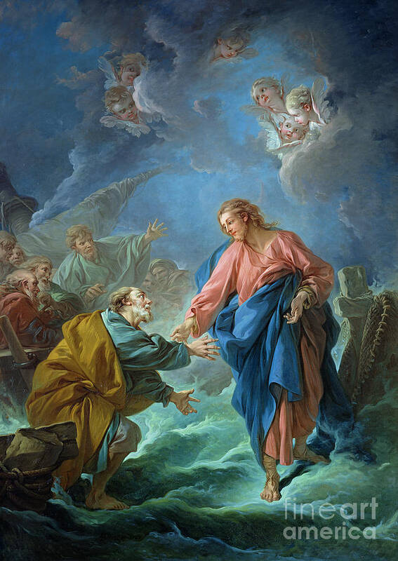 Peter Poster featuring the painting Saint Peter Invited to Walk on the Water by Francois Boucher