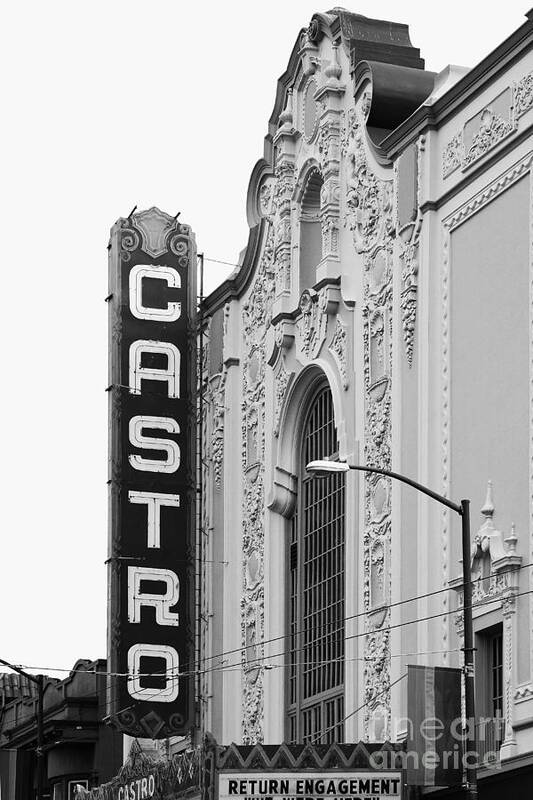 Wingsdomain Poster featuring the photograph San Francisco Castro Theater . Black and White Photograph . 7D7579 by Wingsdomain Art and Photography