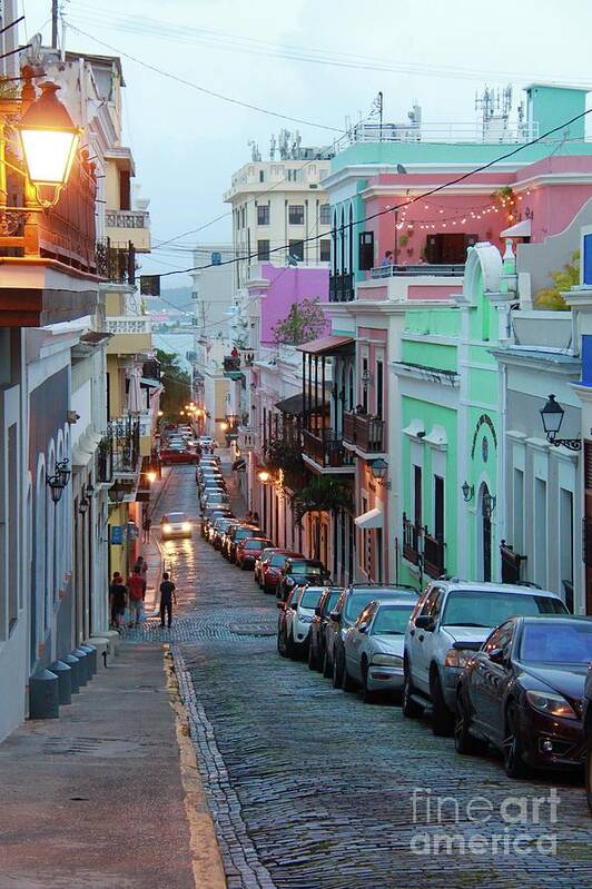 Old San Juan Poster featuring the photograph San Juan Evening Glow by Suzanne Oesterling
