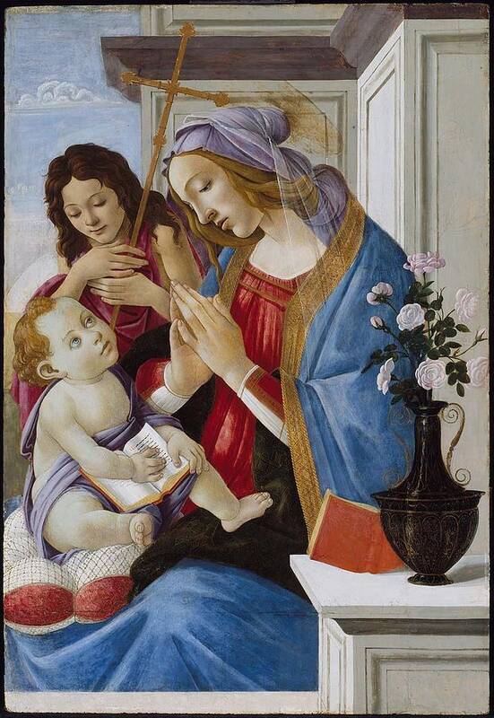 Virgin And Child With Saint John The Baptist About 1500 Poster featuring the painting Sandro Botticelli by Sandro Botticelli