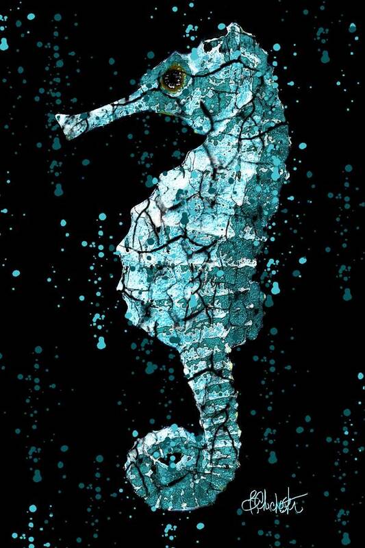 Seahorse Poster featuring the painting Seahorse Ocean Deep by Barbara Chichester