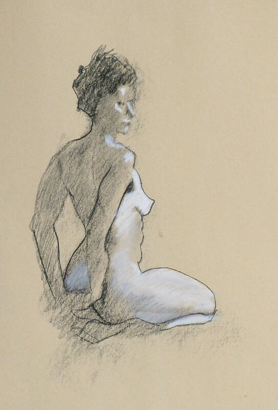 Nude Poster featuring the drawing Seated Nude by Robert Bissett