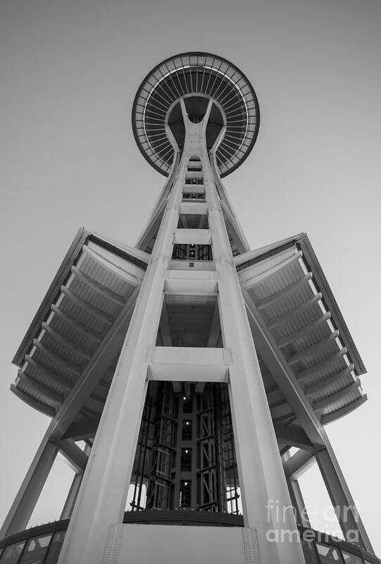 Seattle￿s Space Needle Poster featuring the photograph Seattle Space Needle in Black and White by Patrick Fennell