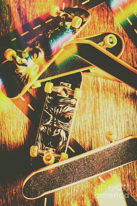 Skateboard Poster featuring the photograph Skateboarding tricks and flips by Jorgo Photography