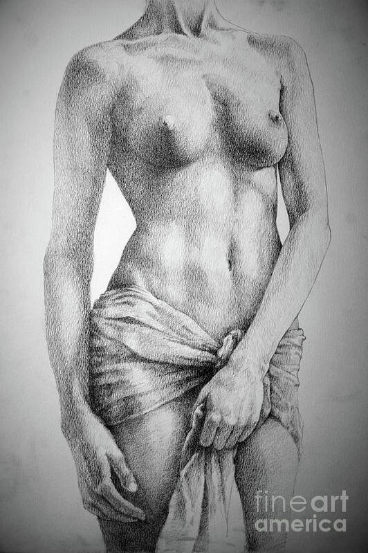 Art Poster featuring the drawing SketchBook Page 35 The Female Pencil Drawing by Dimitar Hristov
