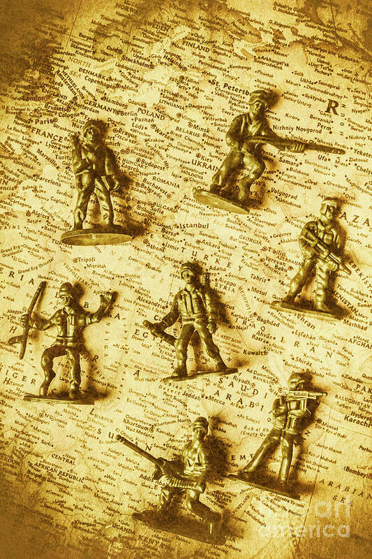 Toy Poster featuring the photograph Soldiers and battle maps by Jorgo Photography