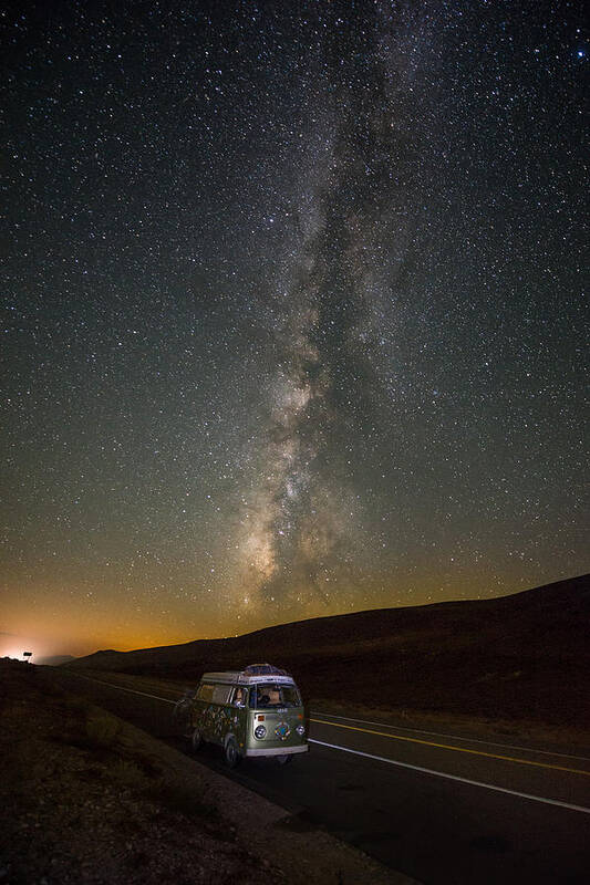 Camping Poster featuring the photograph Sonora the VW Bus Under The Milky Way by Richard Kimbrough