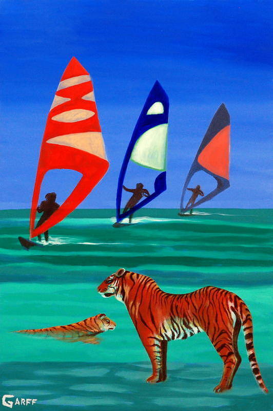 Tigers Poster featuring the painting Tigers Sons of the Sun by Enrico Garff
