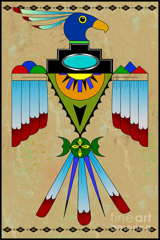 Native American Poster featuring the digital art Southwest Bird Symbol by Tim Hightower