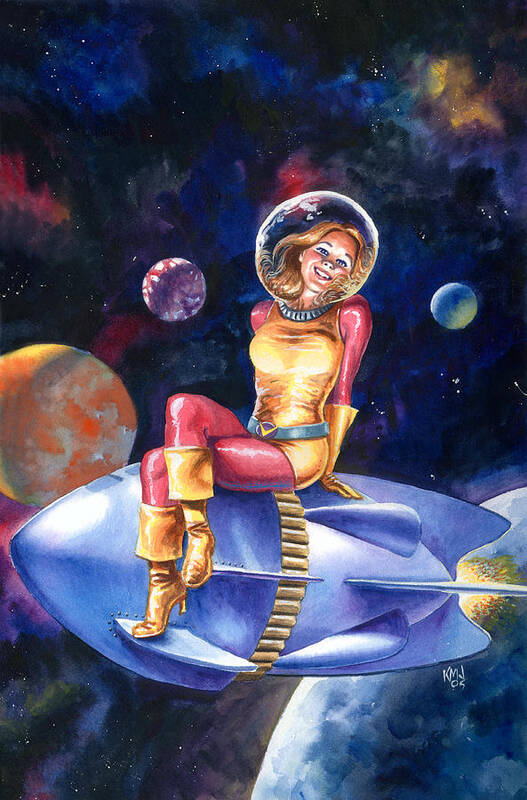 Women Poster featuring the painting Spacegirl by Ken Meyer jr