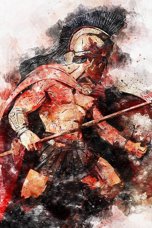 Spartan Warrior Poster featuring the painting Spartan Hoplite - 20 by AM FineArtPrints