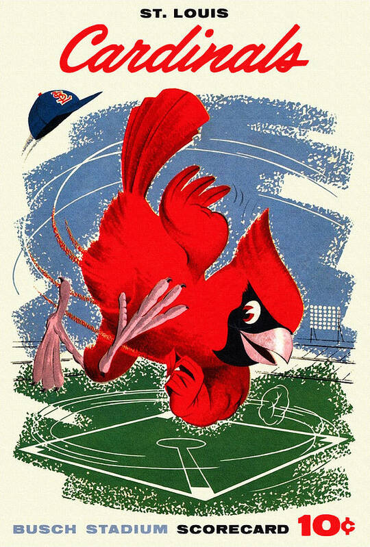 St. Louis Cardinals - Busch Stadium - Vintage Baseball Print