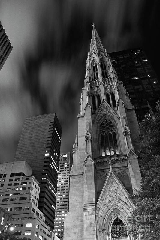 Night Photography Poster featuring the photograph St Patricks Cathedral by Keith Kapple