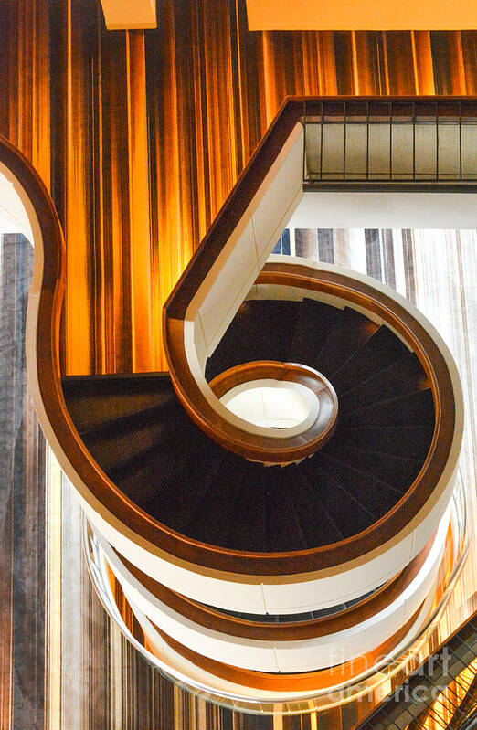 Abstraction Of A Stairway Poster featuring the photograph 1st Variation of a Circular Stairway by Thomas Carroll