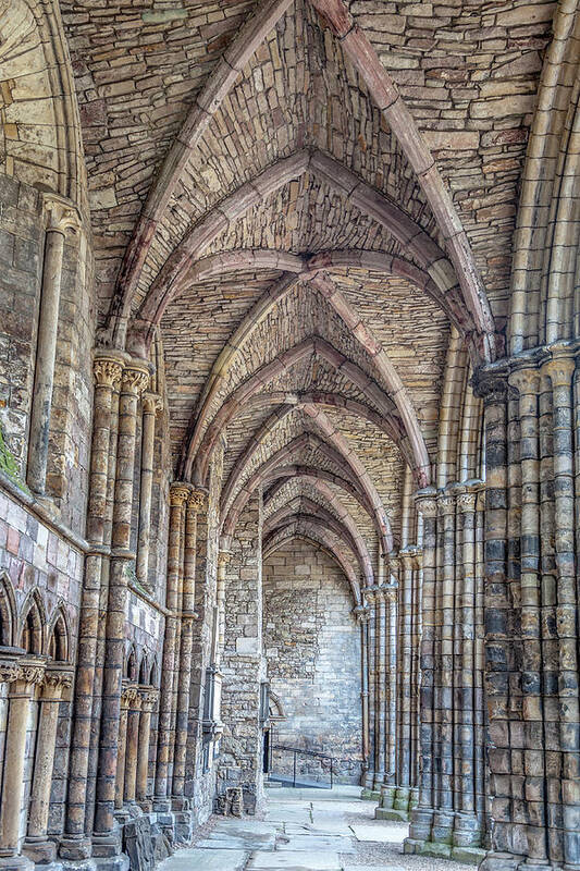 Scotland Poster featuring the photograph Stone vaulted nave of Holyrood Abbey by W Chris Fooshee