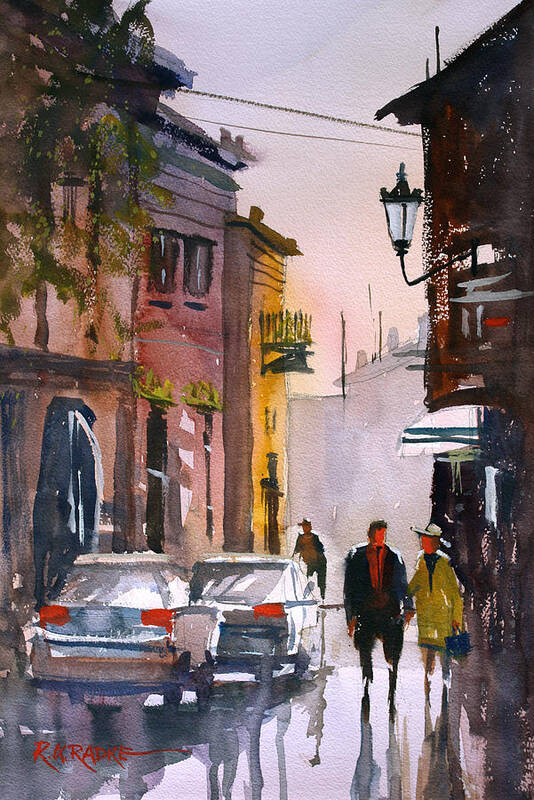 City Scene Poster featuring the painting Strolling in Greece by Ryan Radke