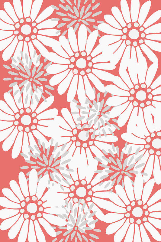 Flower Poster featuring the digital art Summer Flowers Red by Maria Heyens