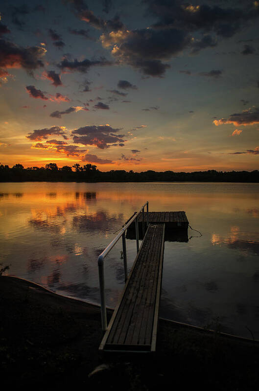 Sunrise Poster featuring the photograph Sunrise Over Stuber's Dock v by Jeff Phillippi