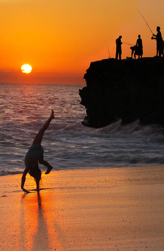 Beach Poster featuring the photograph Sunset Cartwheel by Jill Reger