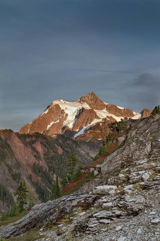 Mount Shuksan Poster featuring the photograph Sunset on Shuksan by Michael Russell