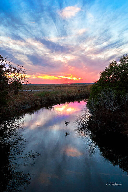 Nature Poster featuring the photograph Sunset Over The Marsh by Christopher Holmes