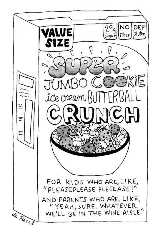 Cereal Poster featuring the drawing Super Jumbo Cookie Ice Cream Butterball Crunch by Olivia de Recat