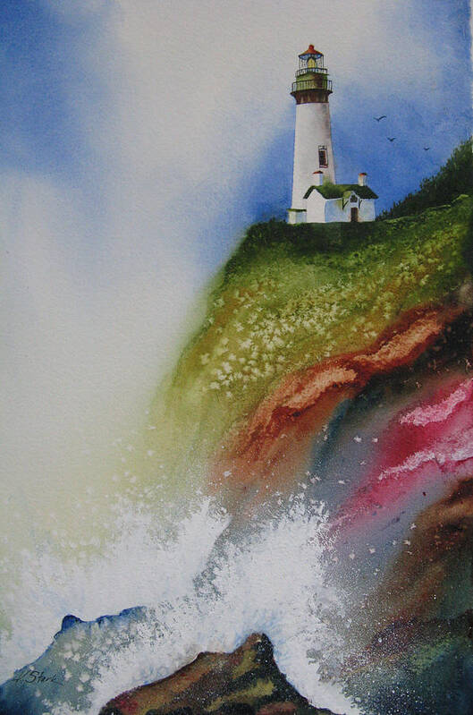 Lighthouse Poster featuring the painting Surfside by Karen Stark