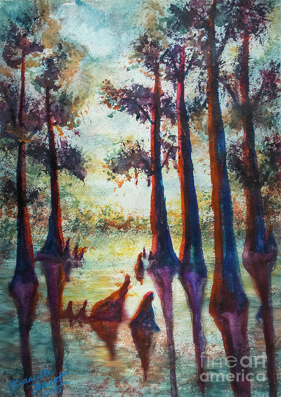 Landscape Poster featuring the painting SwampLight by Francelle Theriot