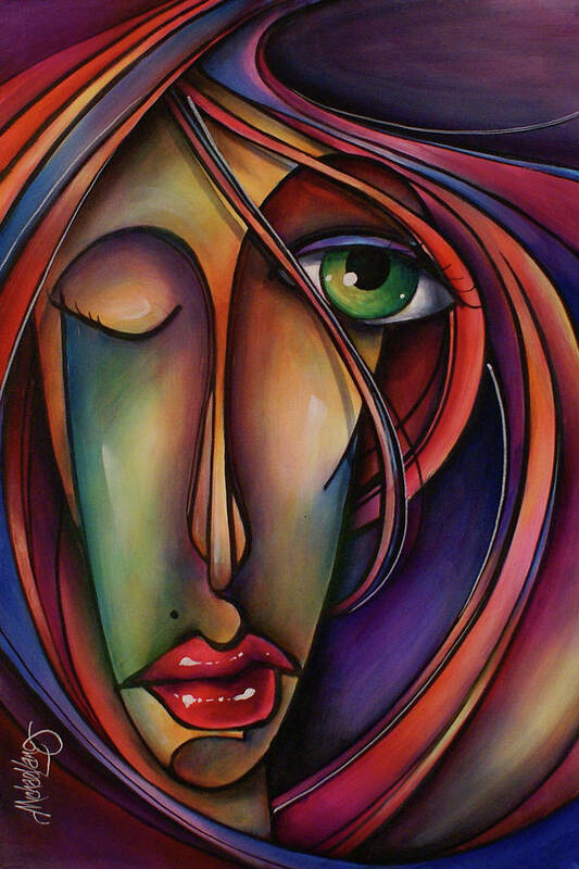 Portrait Poster featuring the painting Synch by Michael Lang