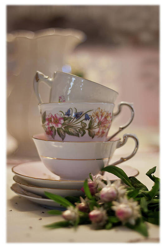 Tea Cup Still Life Poster featuring the photograph Tea Cups Still Life by Sandra Foster