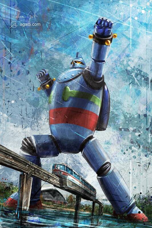 Sci-fi Poster featuring the digital art Tetsujin 28-go 1 by Andrea Gatti
