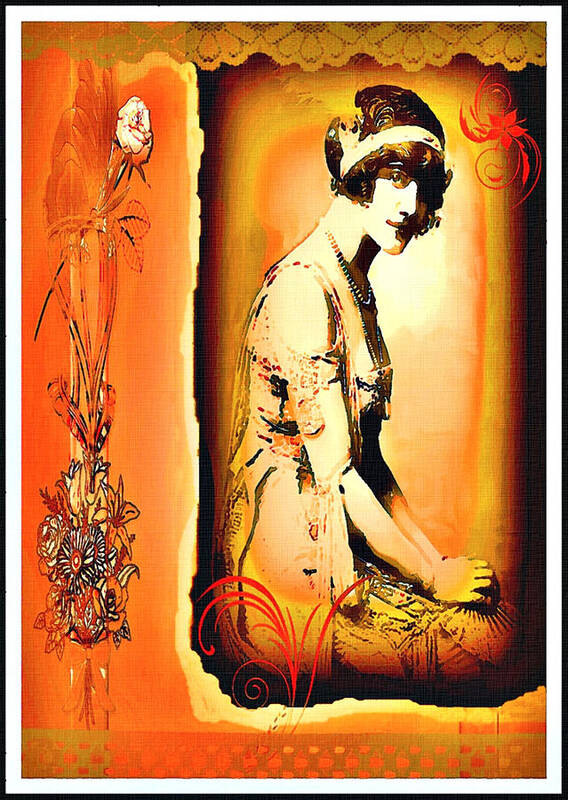 1920s Poster featuring the mixed media The Flapper by Mary Morawska