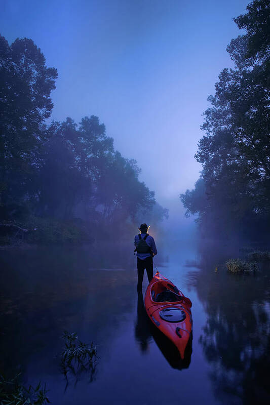 Kayak Poster featuring the photograph The journey starts before dawn by Robert Charity