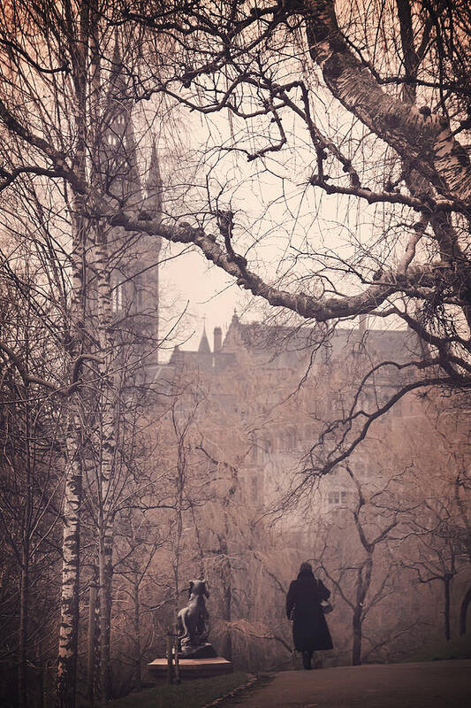 Glasgow Poster featuring the photograph The Woman in Black by Carol Japp
